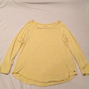 Yellow and gray striped long sleep shirt